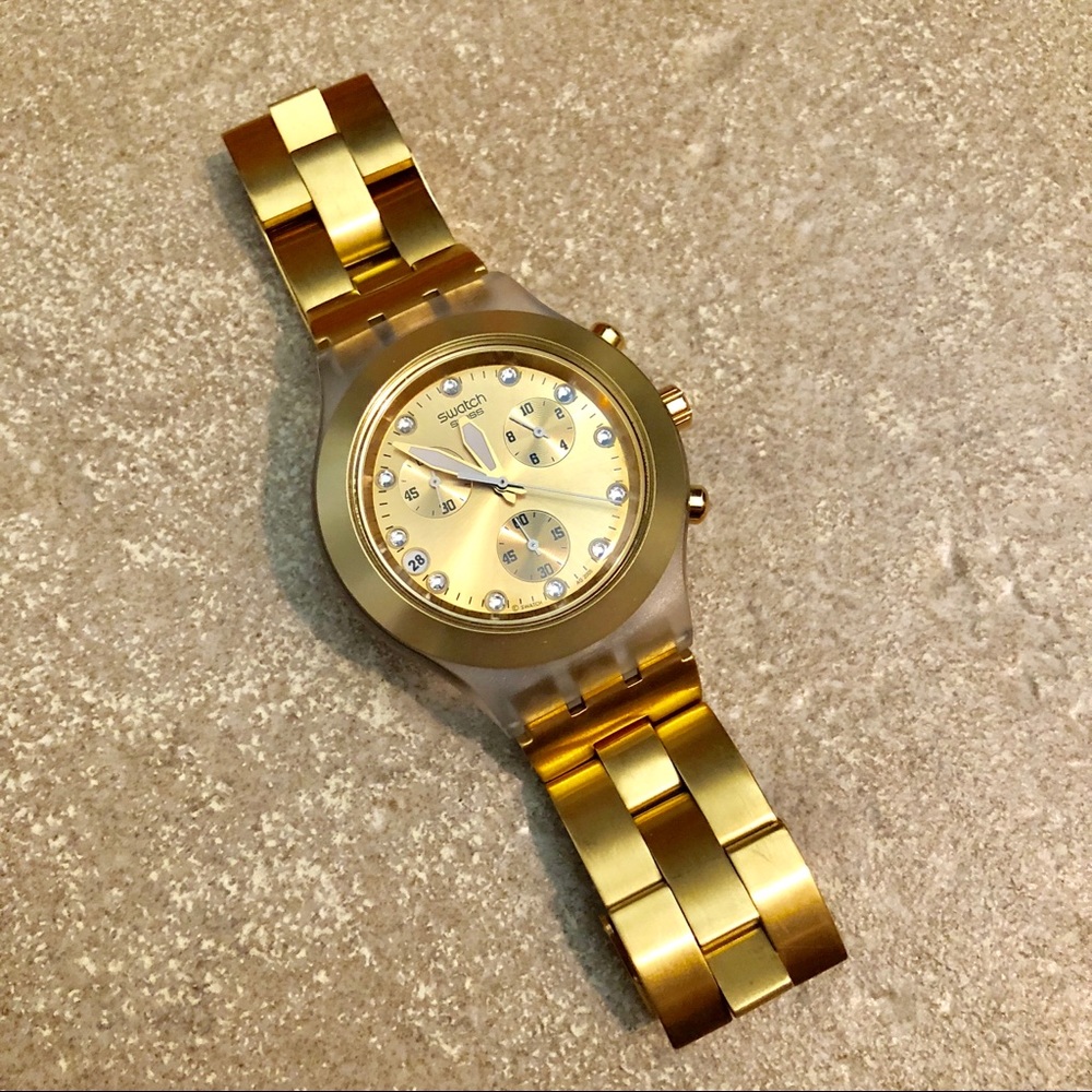 Gold Swatch Large Face Watch